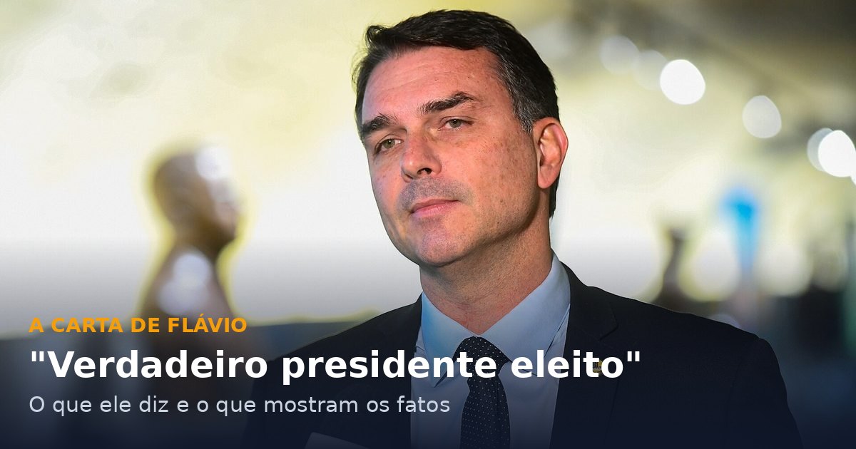 Flávio Bolsonaro no Senado, com o texto: A carta de Flávio, verdadeiro presidente eleito