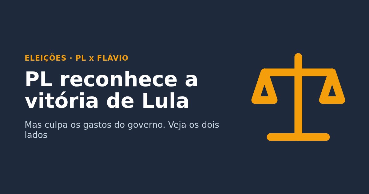 Arte com o texto: PL reconhece a vitória de Lula