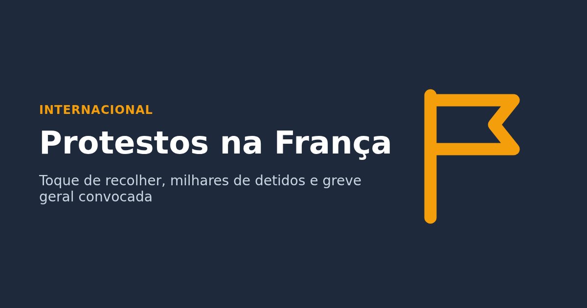Arte com uma bandeira e o texto: protestos na França
