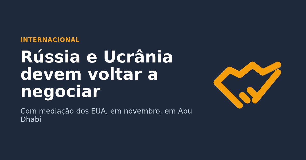 Arte com um aperto de mãos e o texto: Rússia e Ucrânia devem voltar a negociar